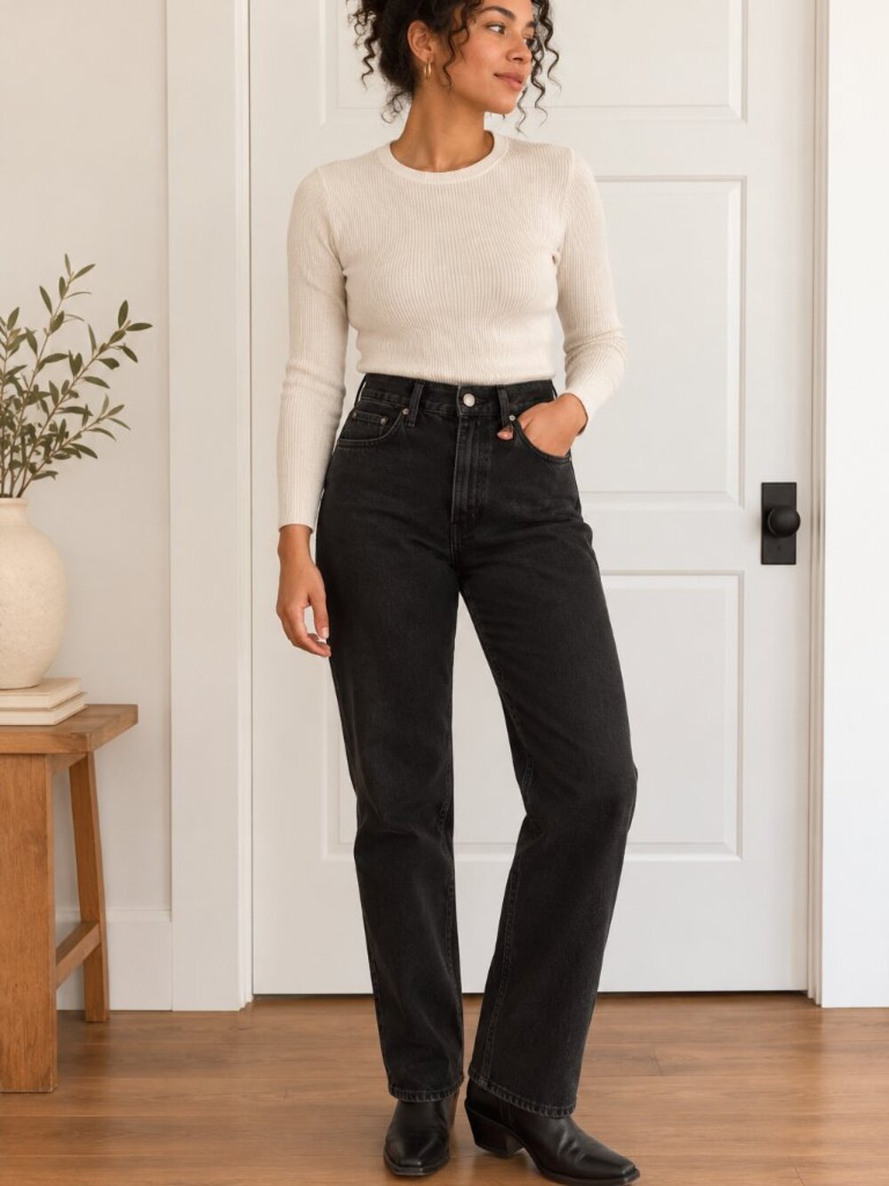 Vintage Wrangler Black Jeans 32 High Rise Straight Leg USA Made ✨